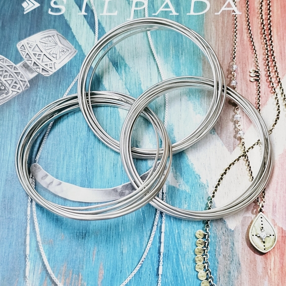 Silpada Sterling Silver 21 Bangle Salute Interlocking Bracelets MEDIUM B0640 - Picture 5 of 14